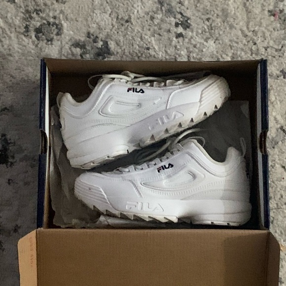 Fila White Sneakers with Chunky Design and Rubber Sole - Picture 1 of 6